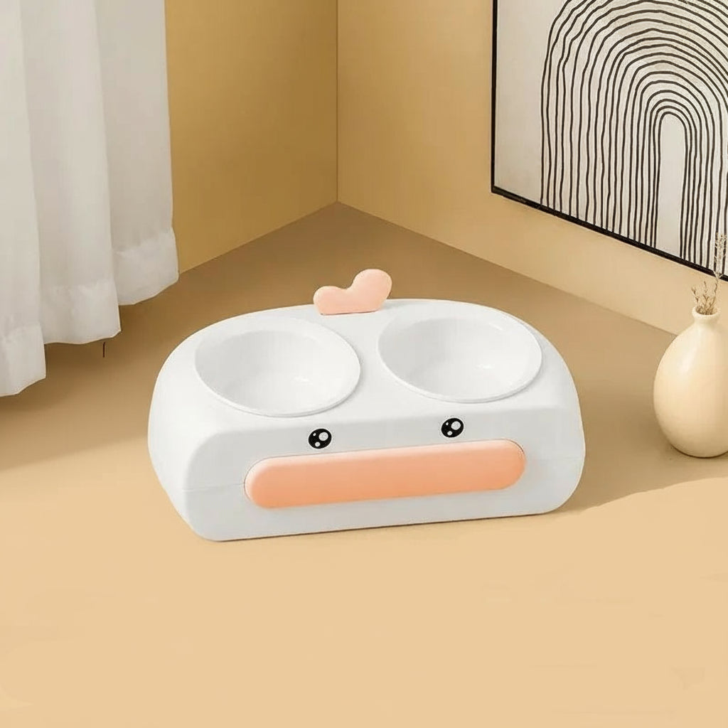 Duck Design Pet Double Feeding Bowl
