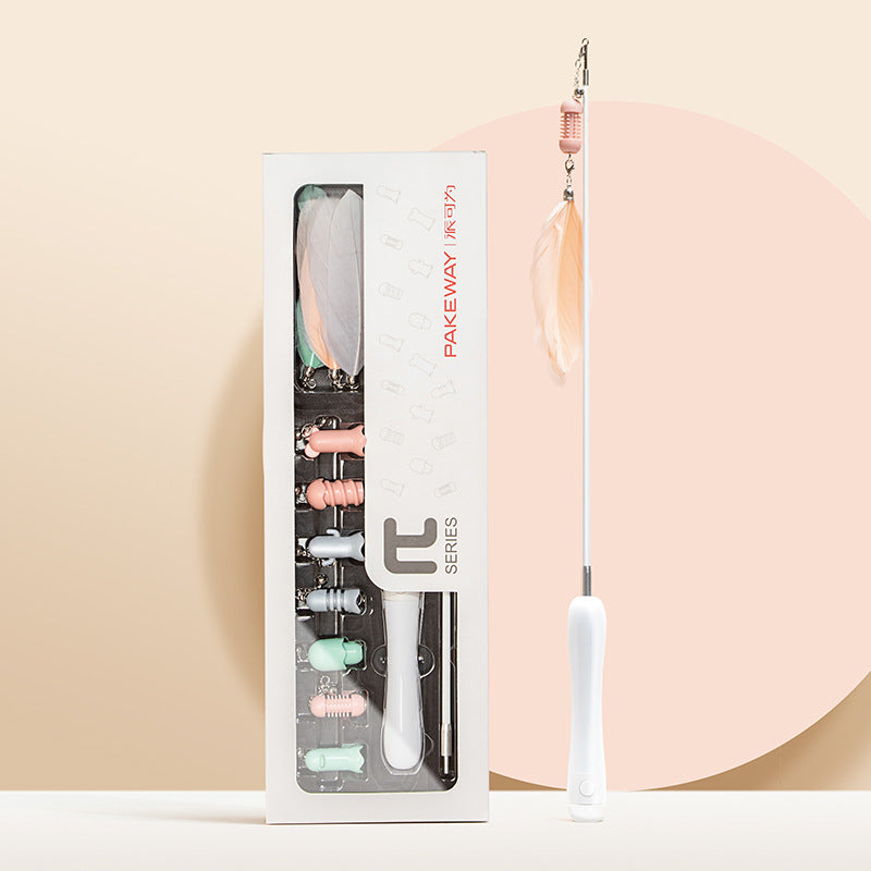 Cat Laser Set Feather Funny Cat Stick Toy