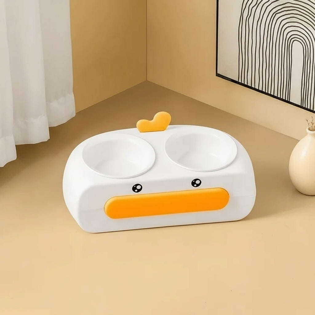 Duck Design Pet Double Feeding Bowl