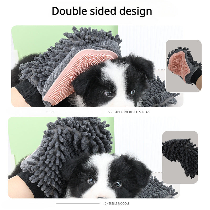 Pet Bathing Brush 2-in-1 Grooming Gloves