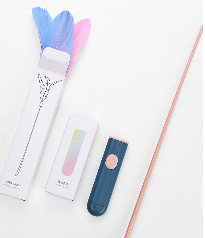 Pet Feather Teasing Stick Toy