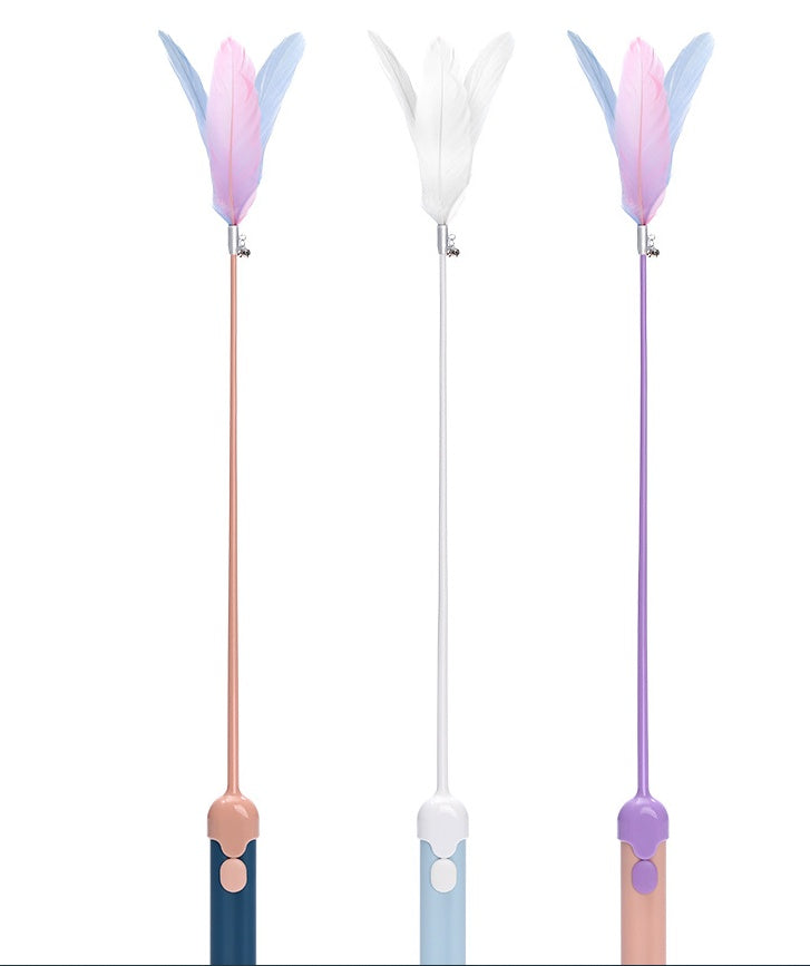 Pet Feather Teasing Stick Toy