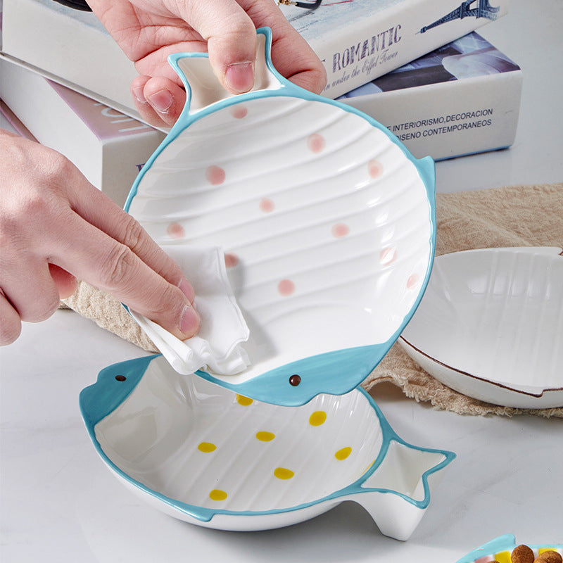 Fish-shaped Ceramic Feeding Bowl