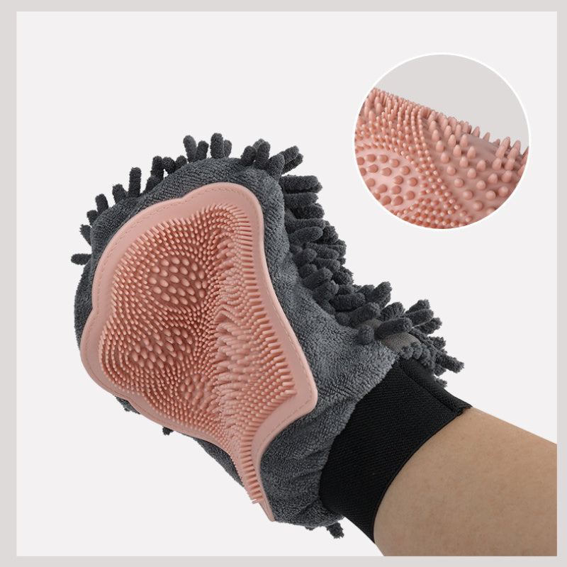 Pet Bathing Brush 2-in-1 Grooming Gloves