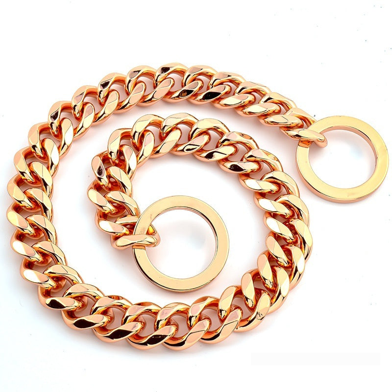 Titanium Steel Pet 15mm Gold Dog Leash